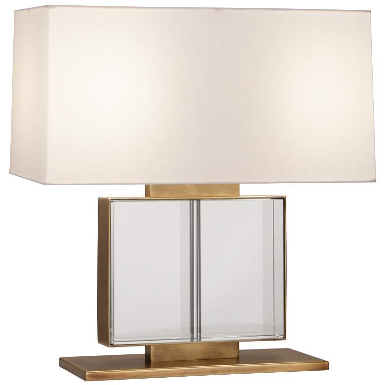 Image 1 Sloan 19.25"H Lead CRYST And Aged Brass Lamp w/ Snowflake White Shade