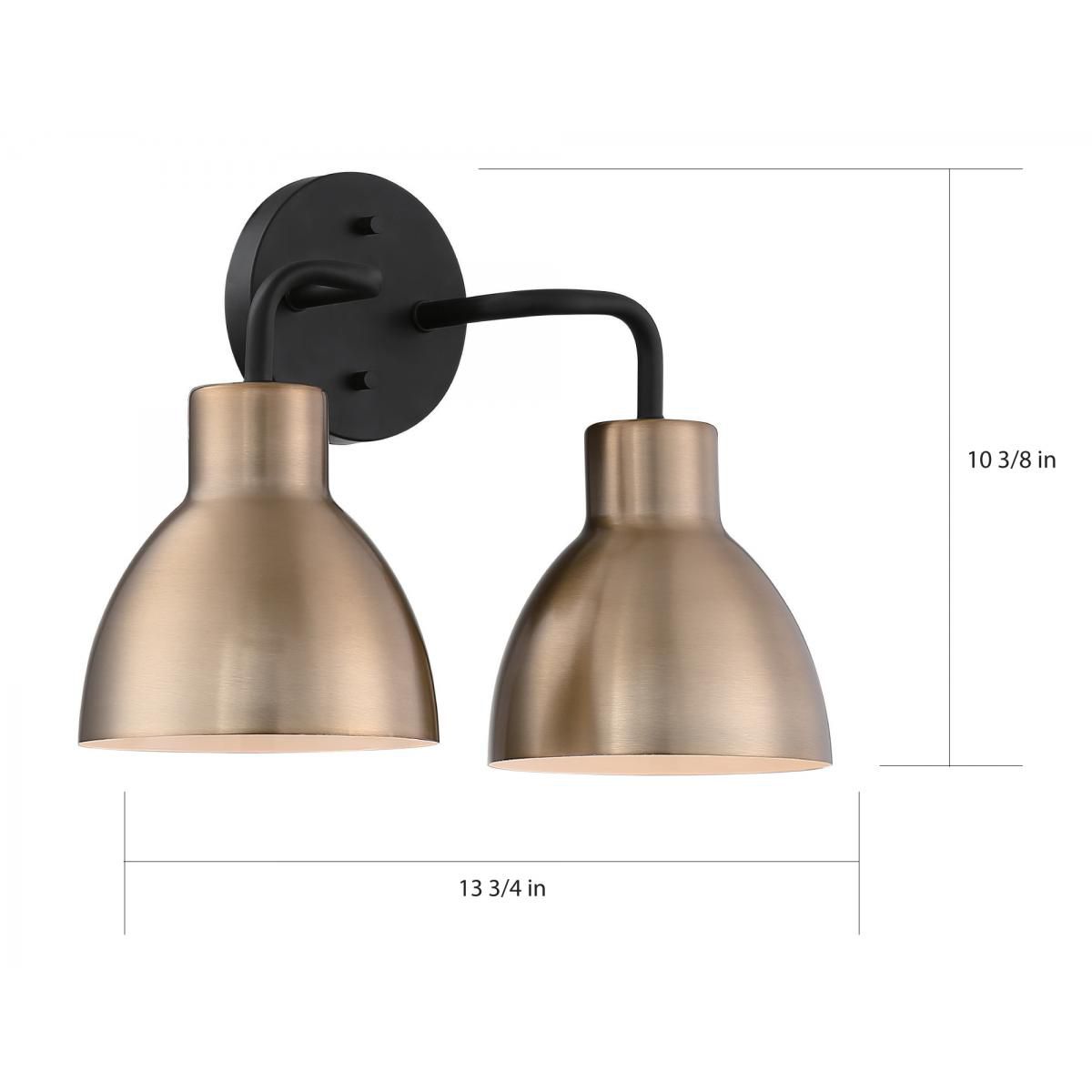 Sloan; 2 Light; Vanity; Matte Black and Burnished Brass Finish in scene