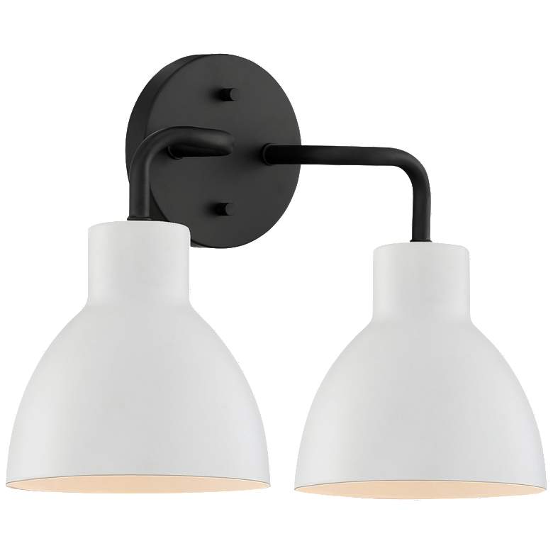Image 1 Sloan; 2 Light; Vanity; Matte Black Finish with White Shade