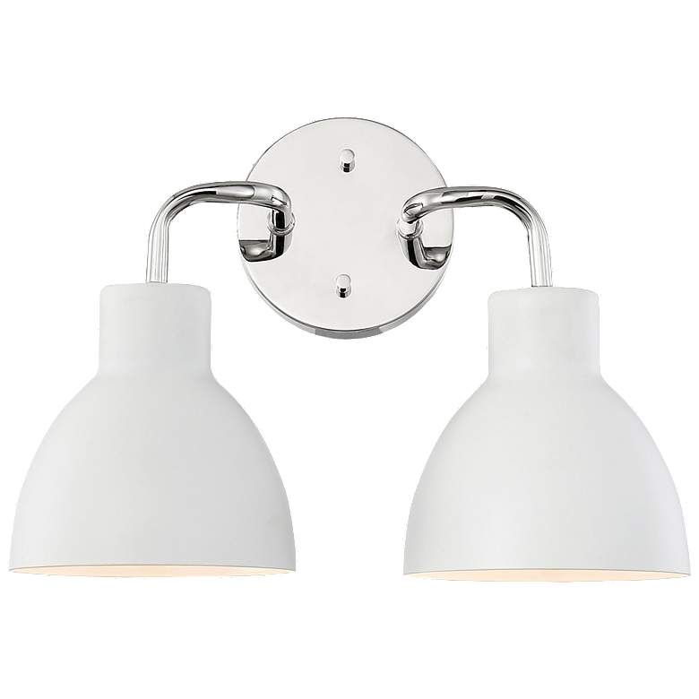 Image 1 Sloan; 2 Light; Vanity; Polished Nickel Finish with Matte White Shade
