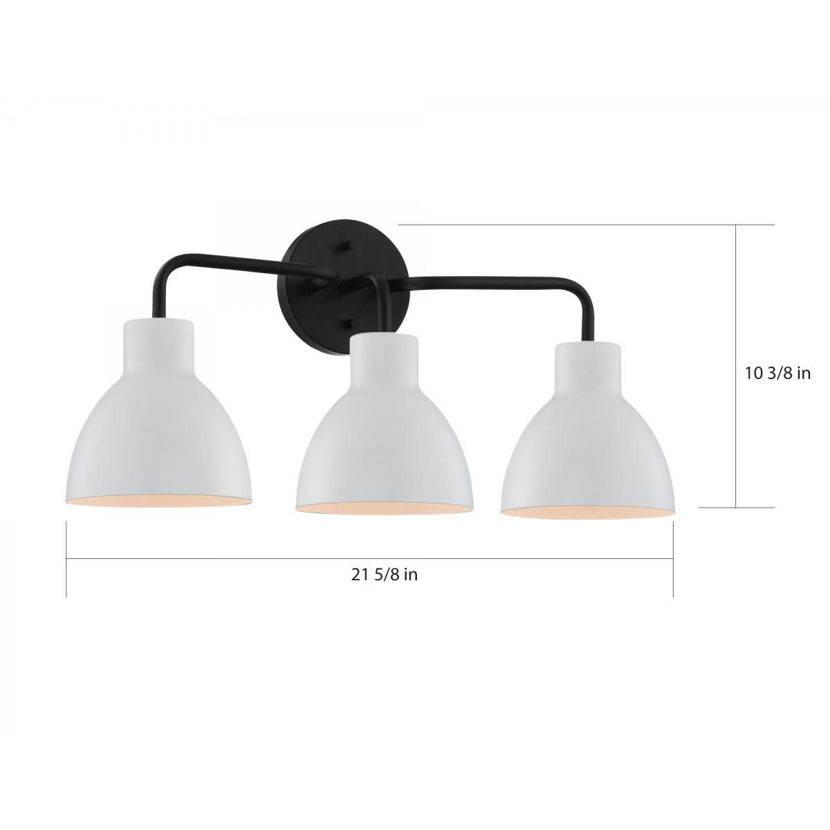 Sloan 21 3/4" Wide 3-Light Matte Black White Vanity Bath Light