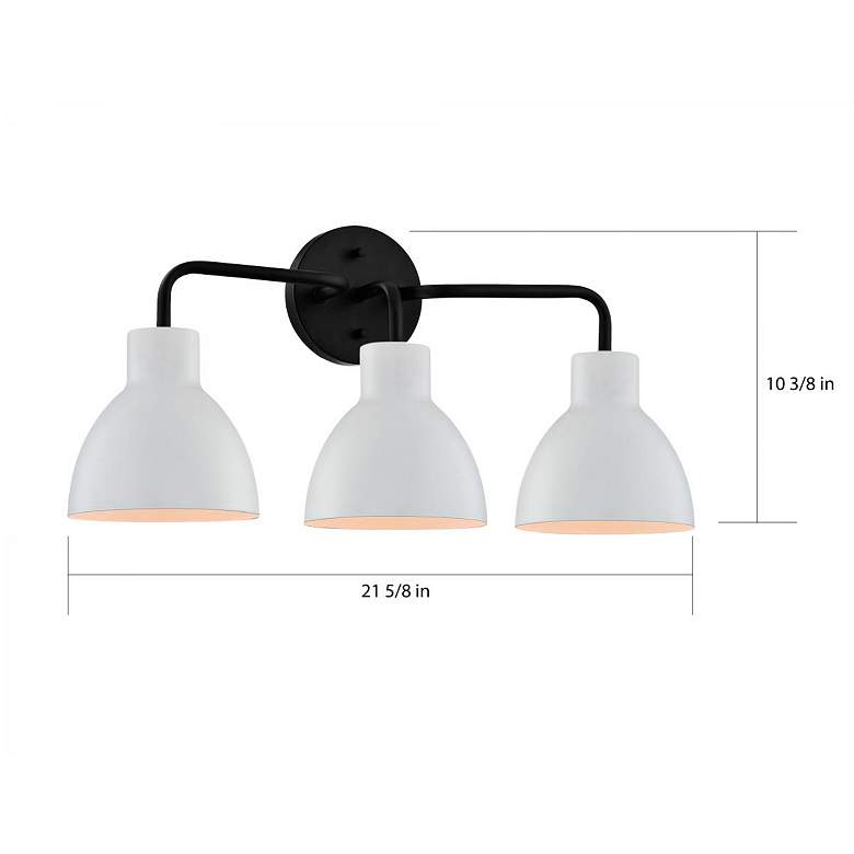 Image 6 Sloan 21 3/4" Wide 3-Light Matte Black White Vanity Bath Light more views