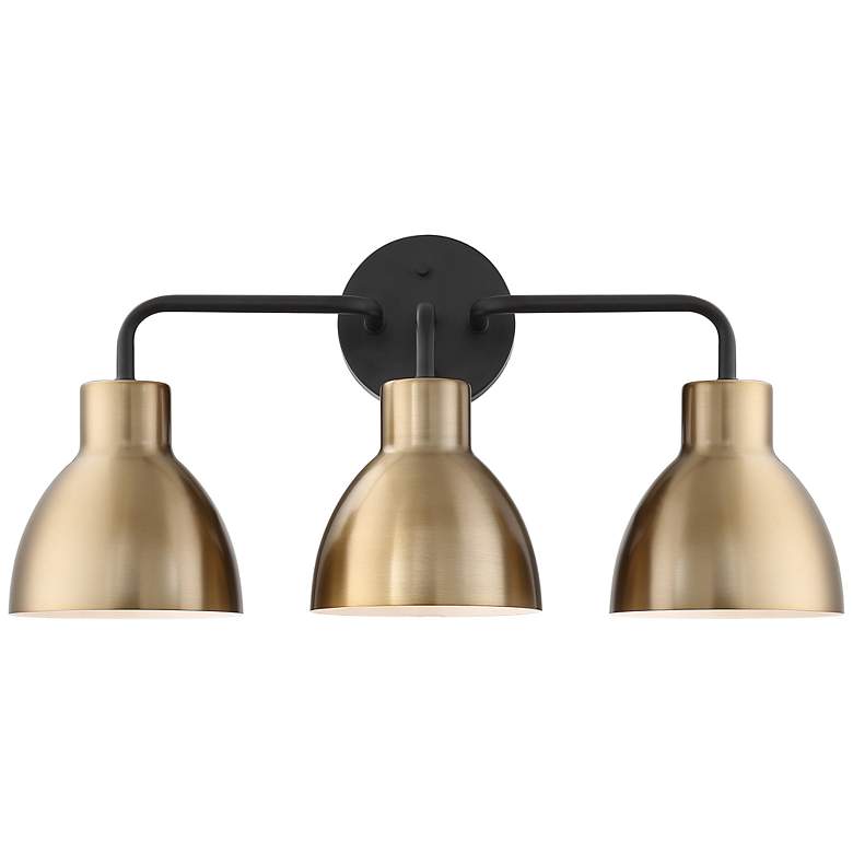 Image 3 Sloan 21 3/4" Wide Matte Black and Brass 3-Light Bath Light