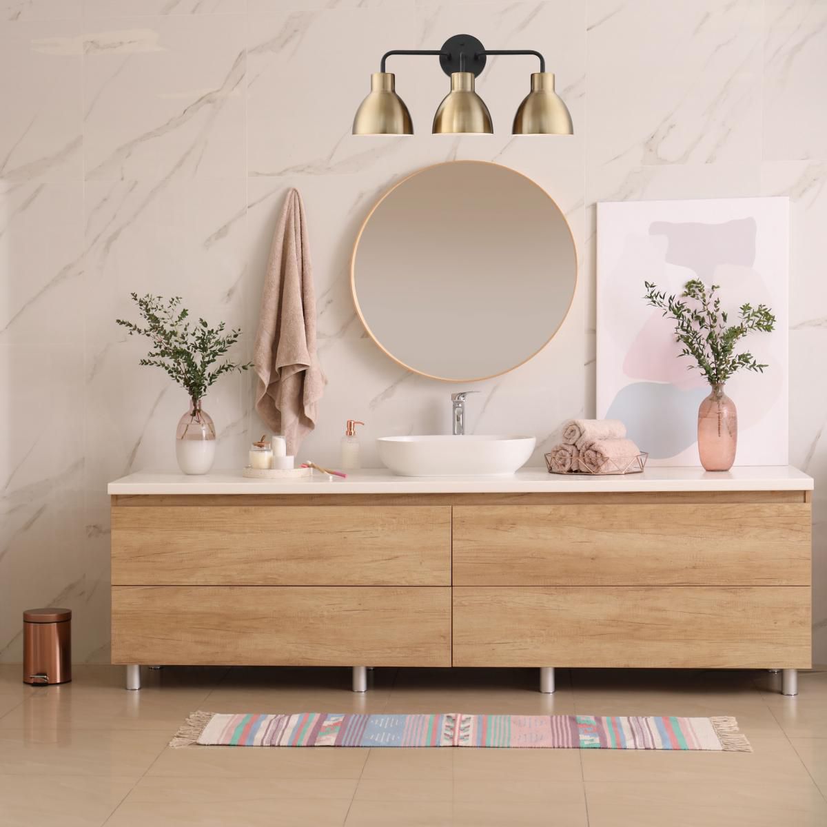 Image 4 Sloan 21 3/4" Wide Matte Black and Brass 3-Light Bath Light more views