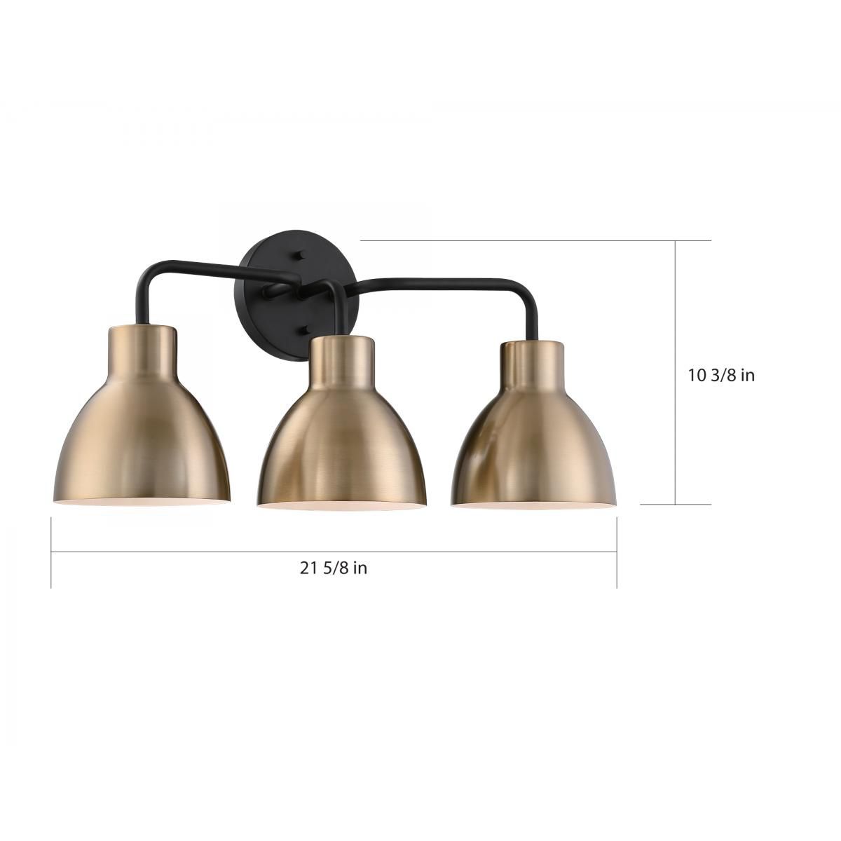 Sloan 21 3/4" Wide Matte Black and Brass 3-Light Bath Light in scene