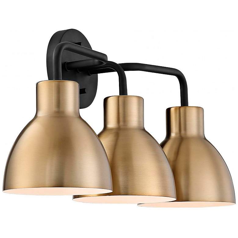 Image 7 Sloan; 3 Light; Vanity; Matte Black and Burnished Brass Finish more views