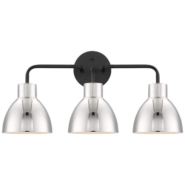 Image 1 Sloan; 3 Light; Vanity; Matte Black Finish with Polished Nickel Shade