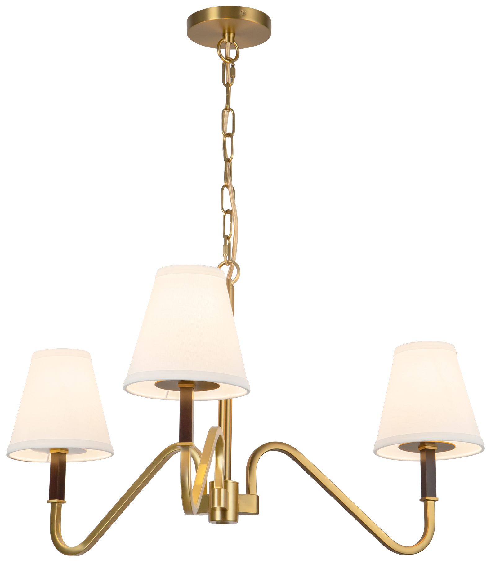 Sloan 30-in Brushed Gold Chandelier with White Linen Shade