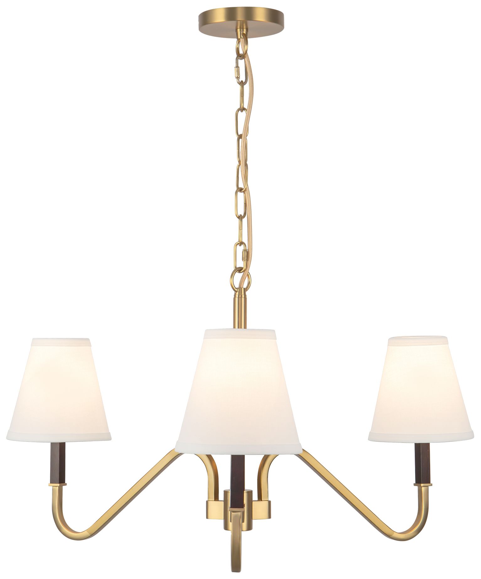 Image 3 Sloan 30-in Brushed Gold Chandelier with White Linen Shade more views