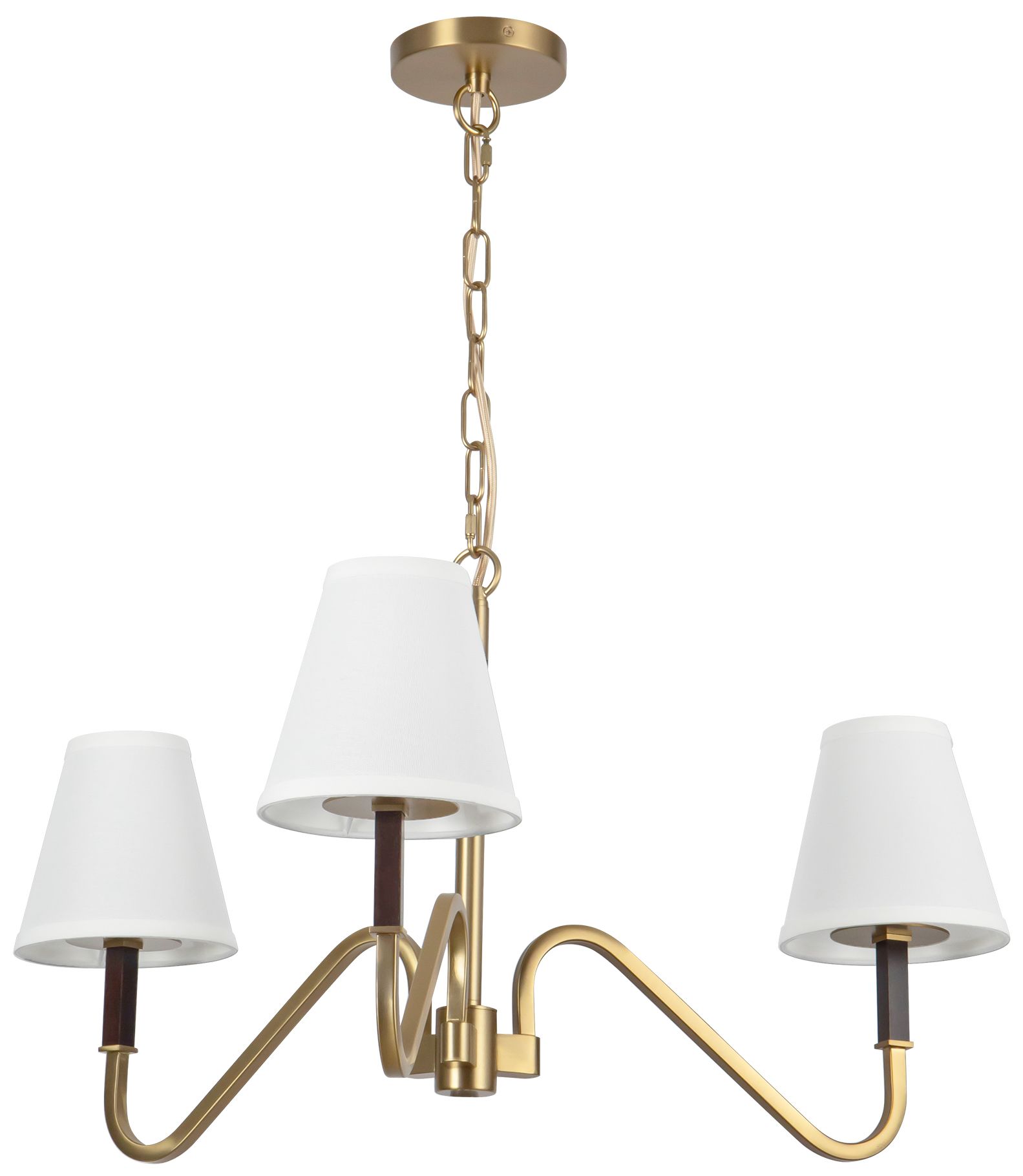 Image 6 Sloan 30-in Brushed Gold Chandelier with White Linen Shade more views