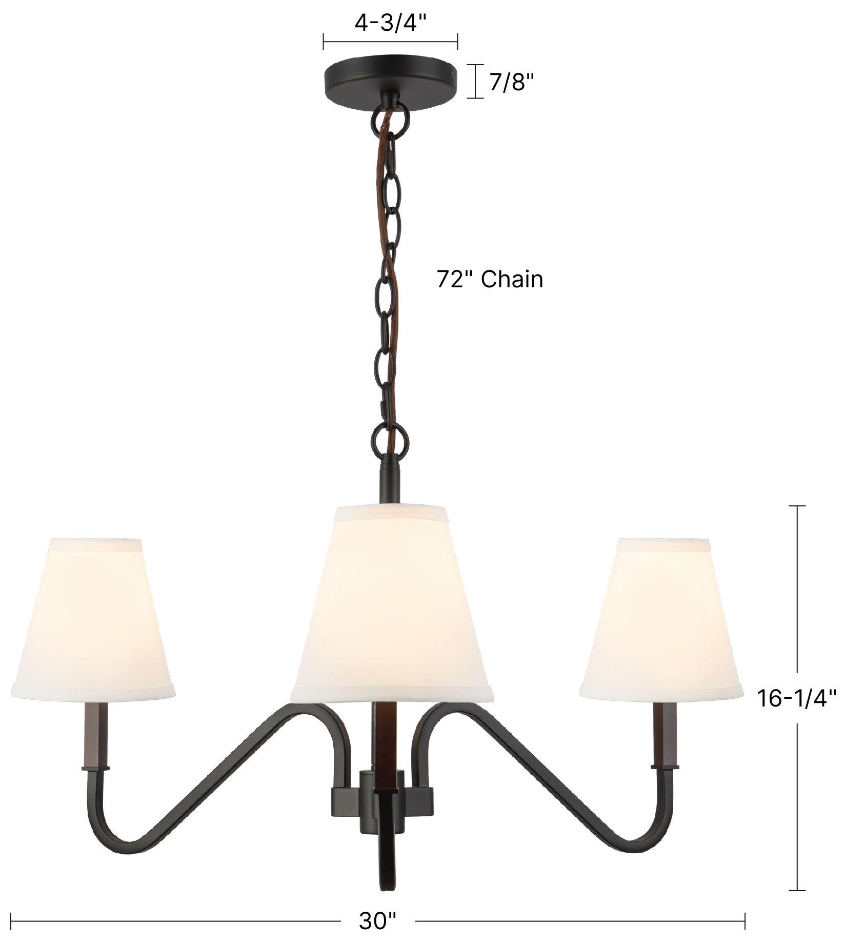 Sloan 30-in Brushed Gold Chandelier with White Linen Shade