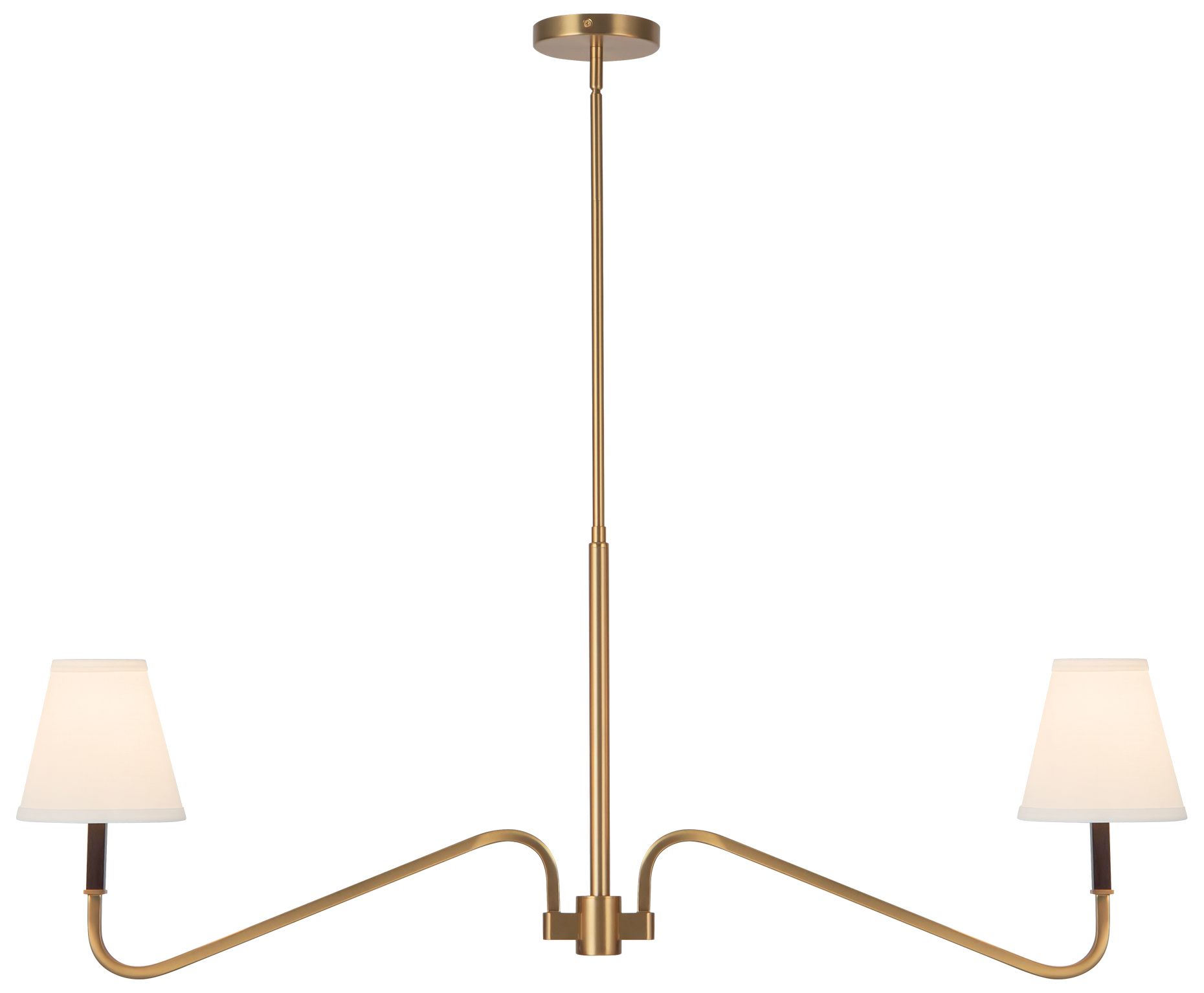 Image 2 Sloan 30-in Brushed Gold Linear Pendant with White Linen Shades