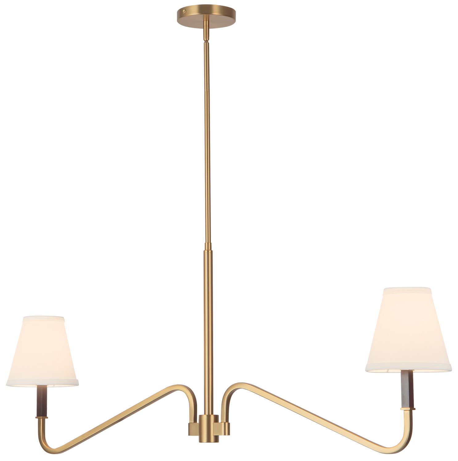 Image 3 Sloan 30-in Brushed Gold Linear Pendant with White Linen Shades more views