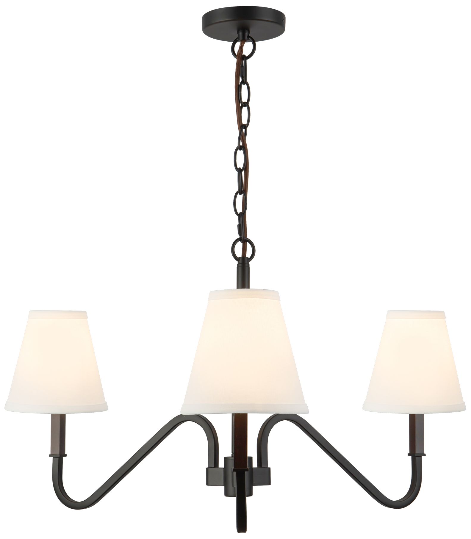 Image 3 Sloan 30-in Matte Black Chandelier with White Linen Shade more views