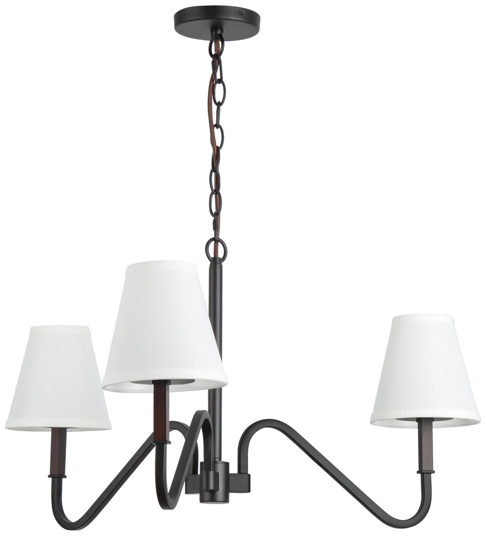 Image 6 Sloan 30-in Matte Black Chandelier with White Linen Shade more views