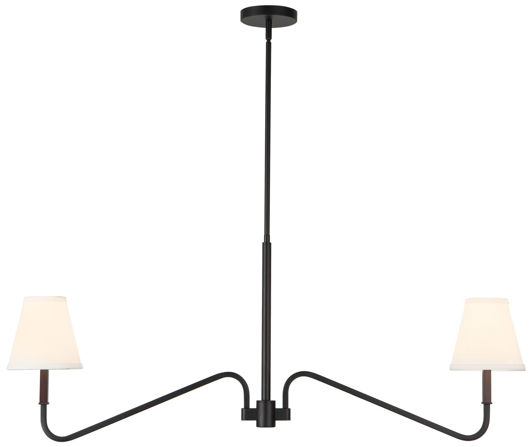Sloan 30-in Matte Black Linear Pendant with White Linen Shades