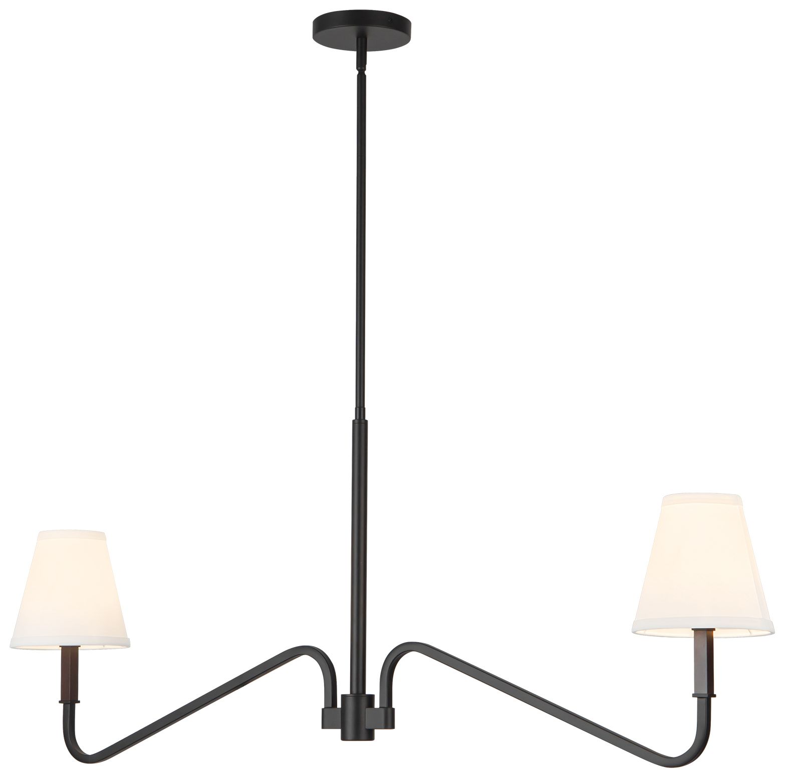 Image 3 Sloan 30-in Matte Black Linear Pendant with White Linen Shades more views