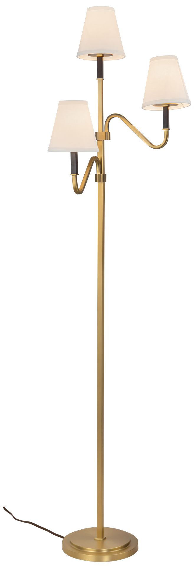 Image 3 Sloan 68-in Brushed Gold Floor Lamp with White Linen Shades more views