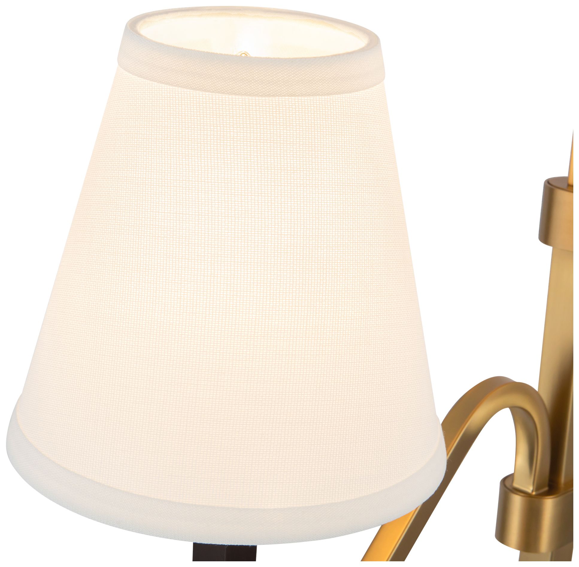 Image 4 Sloan 68-in Brushed Gold Floor Lamp with White Linen Shades more views