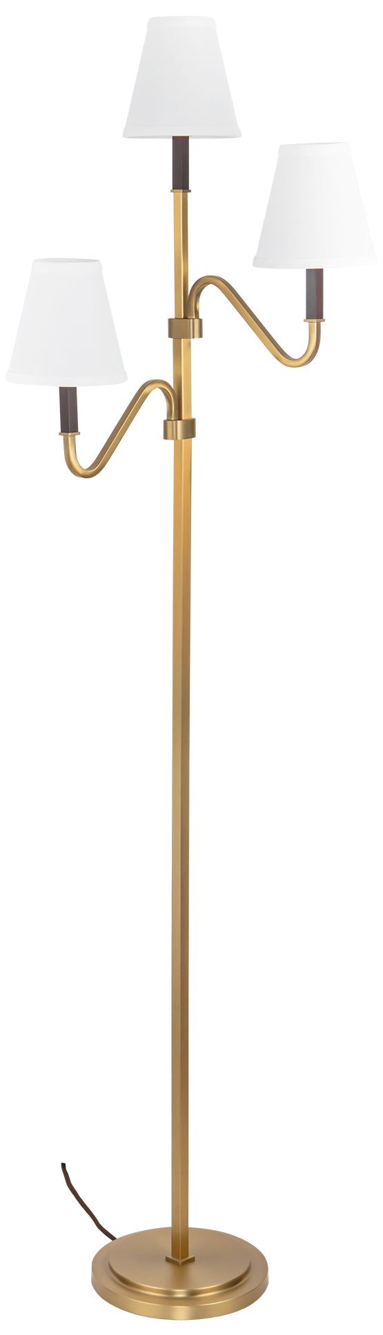 Image 6 Sloan 68-in Brushed Gold Floor Lamp with White Linen Shades more views