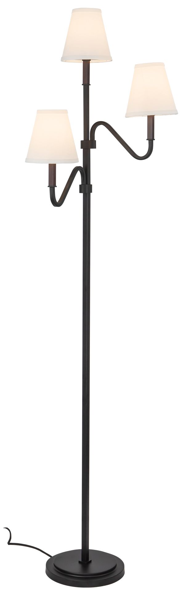 Image 3 Sloan 68-in Matte Black Floor Lamp with White Linen Shades more views