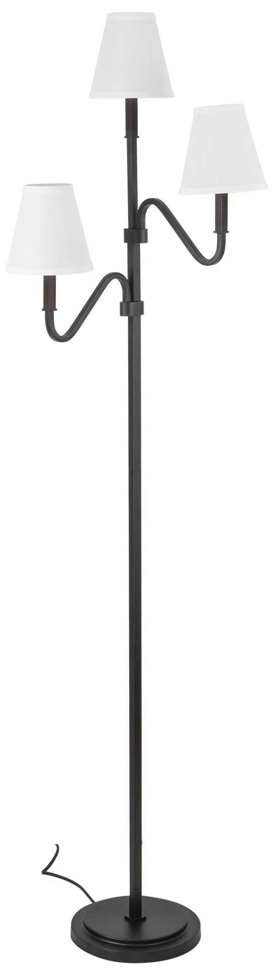 Image 6 Sloan 68-in Matte Black Floor Lamp with White Linen Shades more views