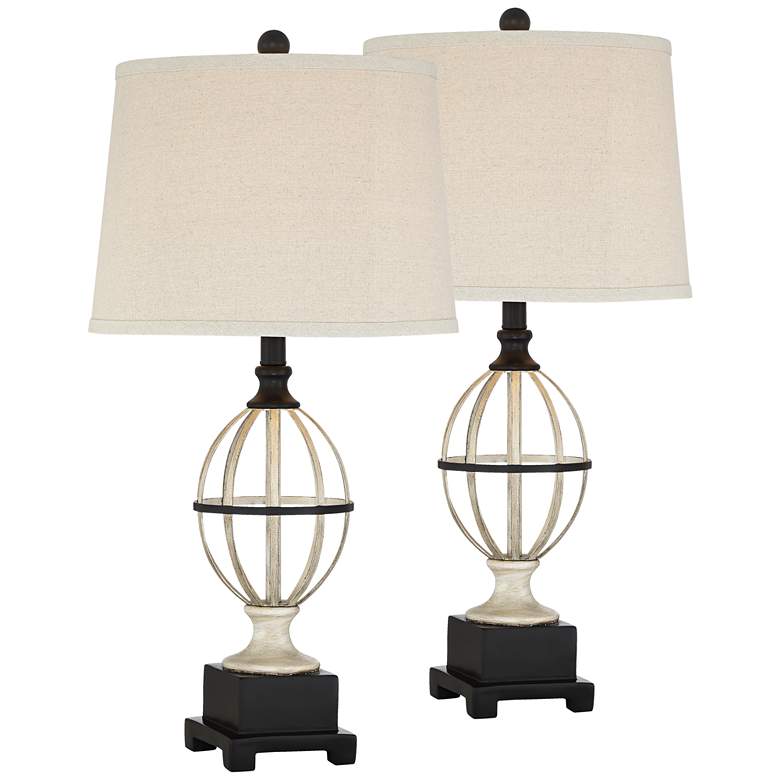 Image 1 Sloan Bronze Metal Open Cage Table Lamps Set of 2
