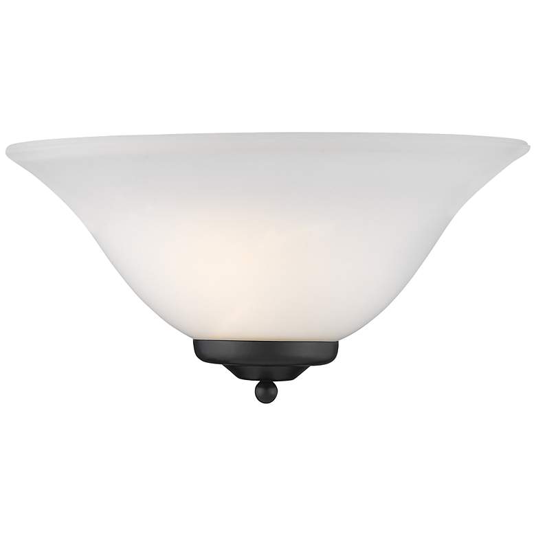 Image 1 Sloane 13 1/8" Wide Matte Black 1-Light Wall Sconce with Opal Glass