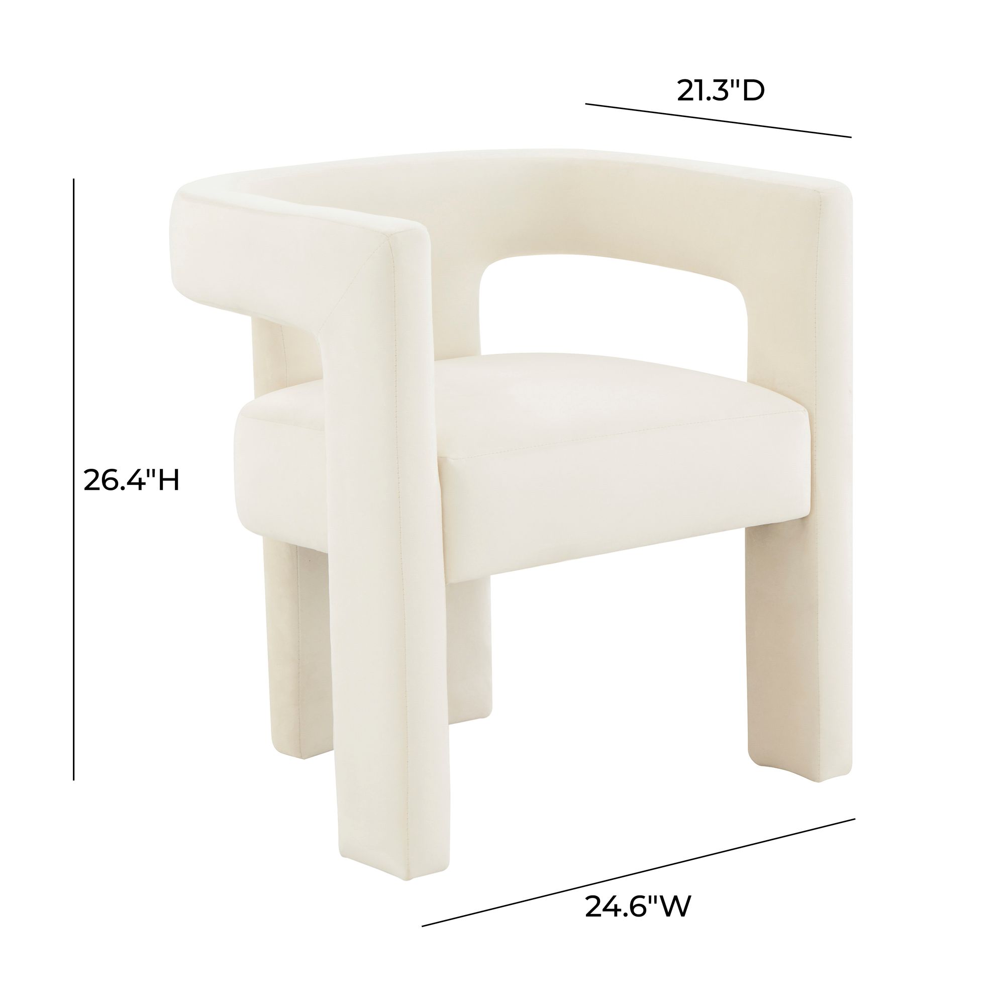 Sloane Cream Velvet Sculpture Accent Chair in scene