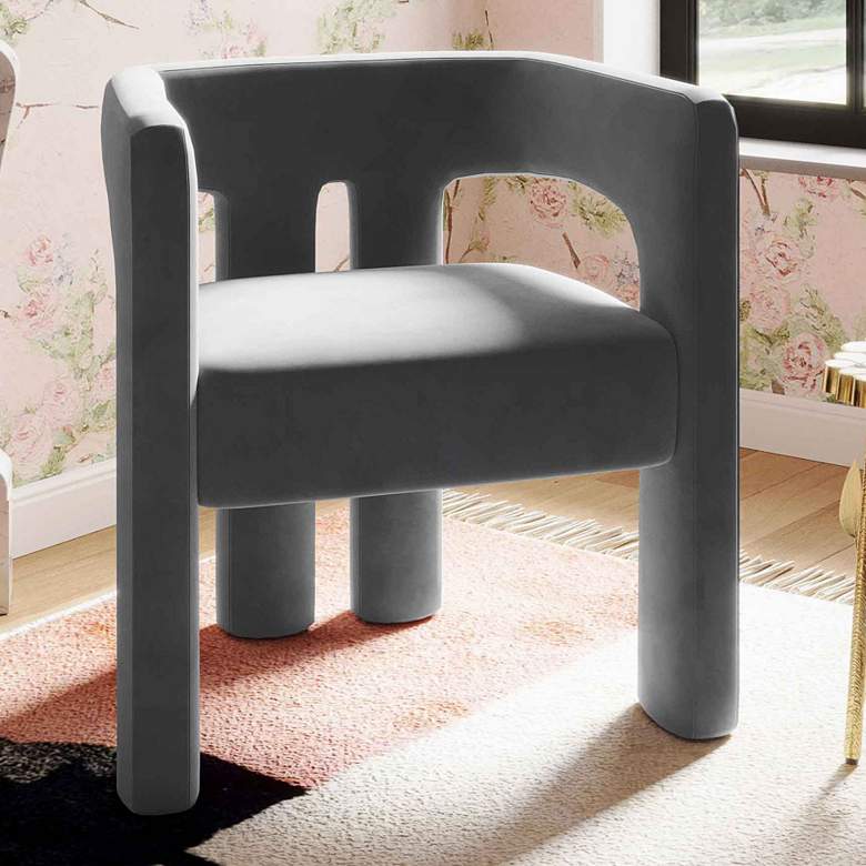 Image 2 Sloane Dark Gray Velvet Sculpture Accent Chair