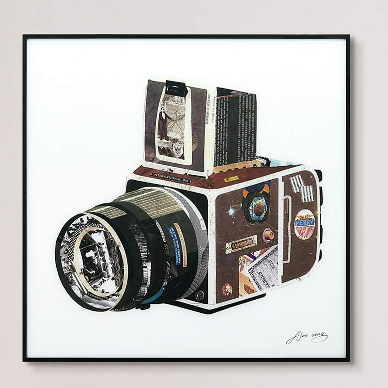 Image 1 SLR Camera 24" Square Framed Printed Art Glass Wall Art