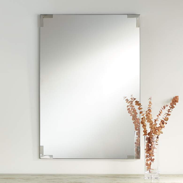Image 2 Slynia Silver Corner 27 inch x 39 inch Rectangular Wall Mirror