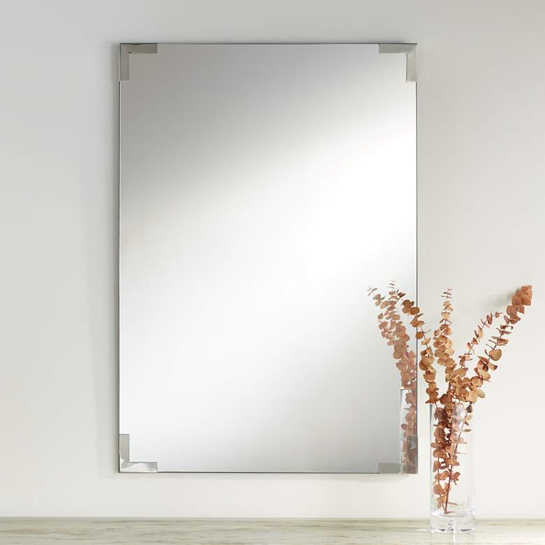 Image 2 Slynia Silver Corner 27" x 39" Rectangular Wall Mirror