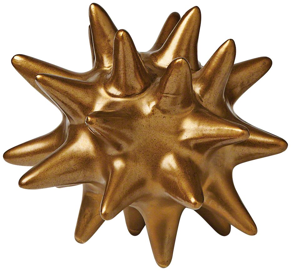 Small Antique Gold 4" High Ceramic Urchin Sculpture Image 2