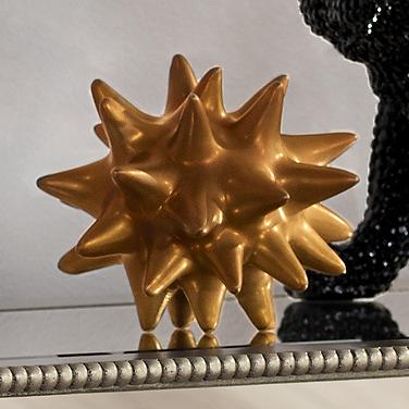 Small Antique Gold 4" High Ceramic Urchin Sculpture