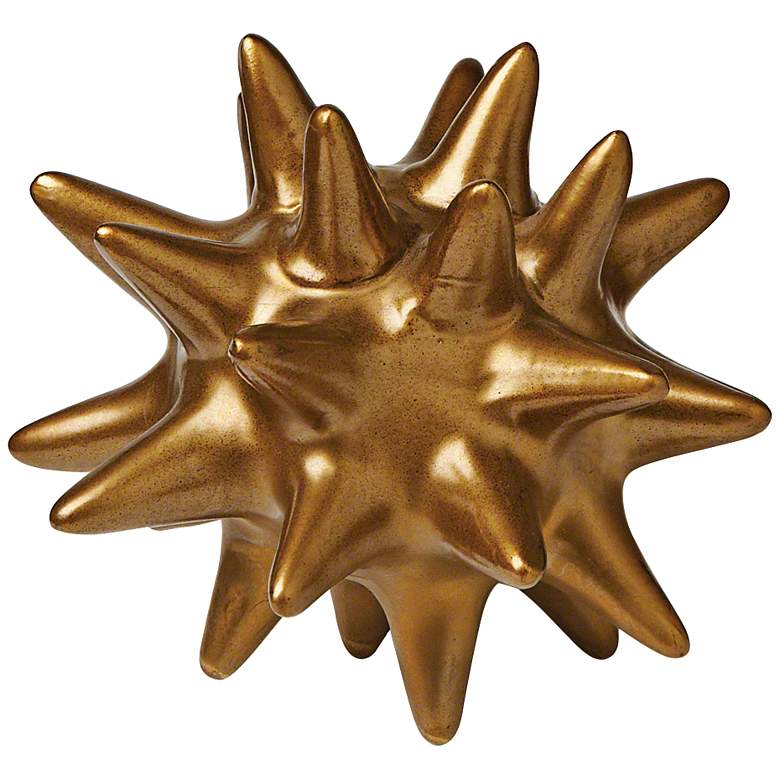 Image 3 Small Antique Gold 4" High Ceramic Urchin Sculpture
