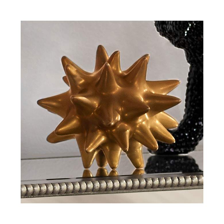 Image 2 Small Antique Gold 4" High Ceramic Urchin Sculpture