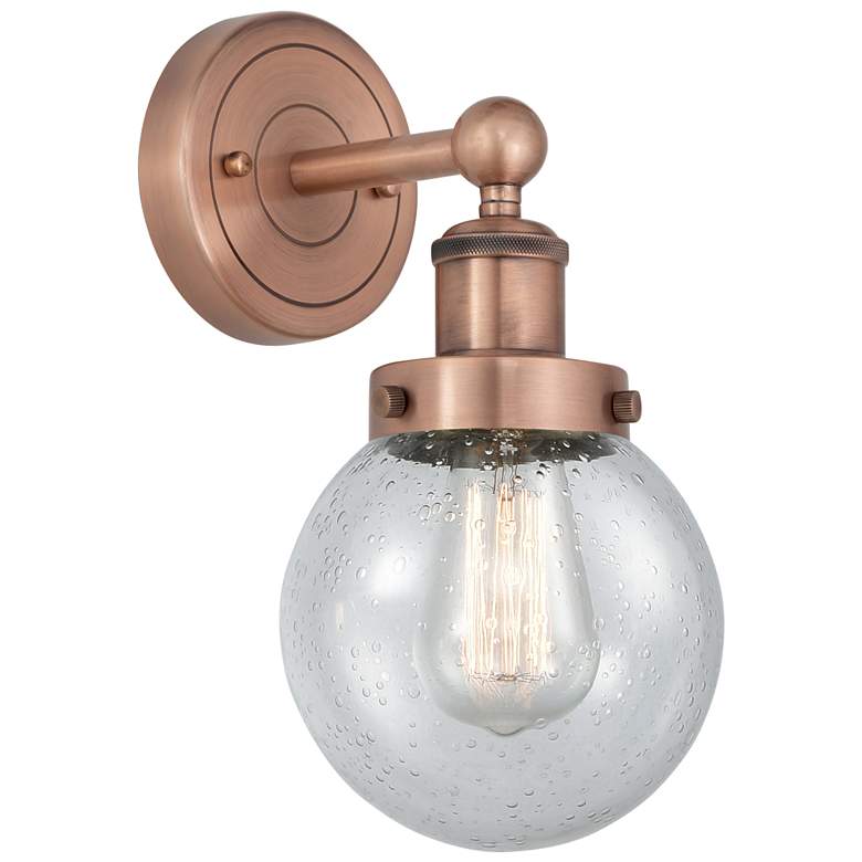 Image 1 Small Beacon 10"High Antique Copper Sconce With Seedy Shade