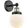 Small Beacon 10"High Black Antique Brass Sconce With Matte White Shade