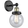 Small Beacon 10"High Black Antique Brass Sconce With Seedy Shade