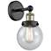 Small Beacon 10"High Black Antique Brass Sconce With Seedy Shade