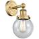 Small Beacon 10"High Brushed Brass Sconce With Seedy Shade