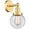Small Beacon 10"High Satin Gold Sconce With Clear Shade