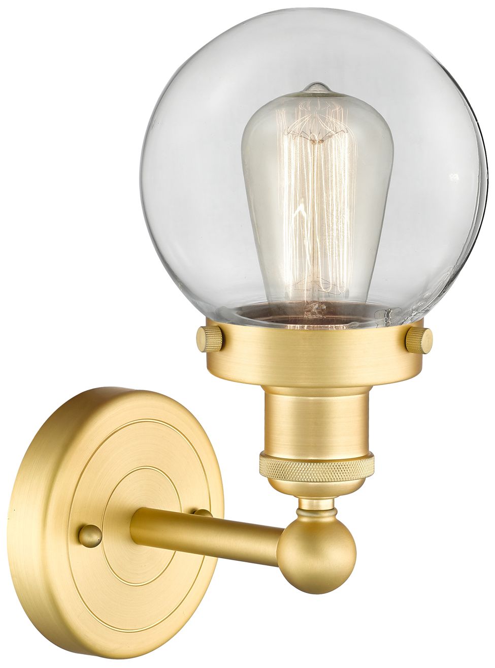 Image 4 Small Beacon 10"High Satin Gold Sconce With Clear Shade more views