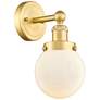 Small Beacon 10"High Satin Gold Sconce With Matte White Shade