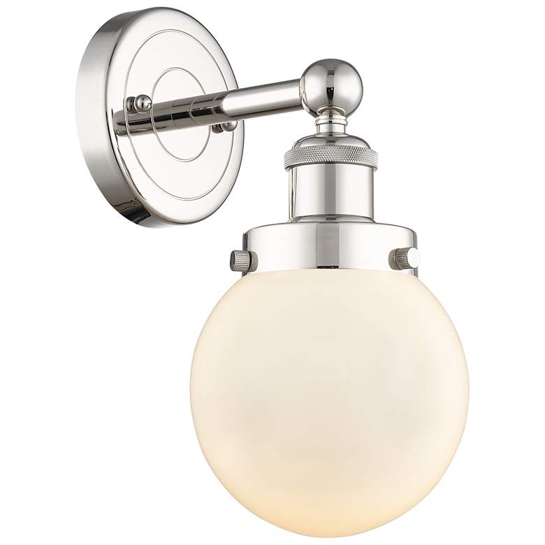 Image 1 Small Beacon 2.25" High Polished Nickel Sconce w/ Matte White Shade