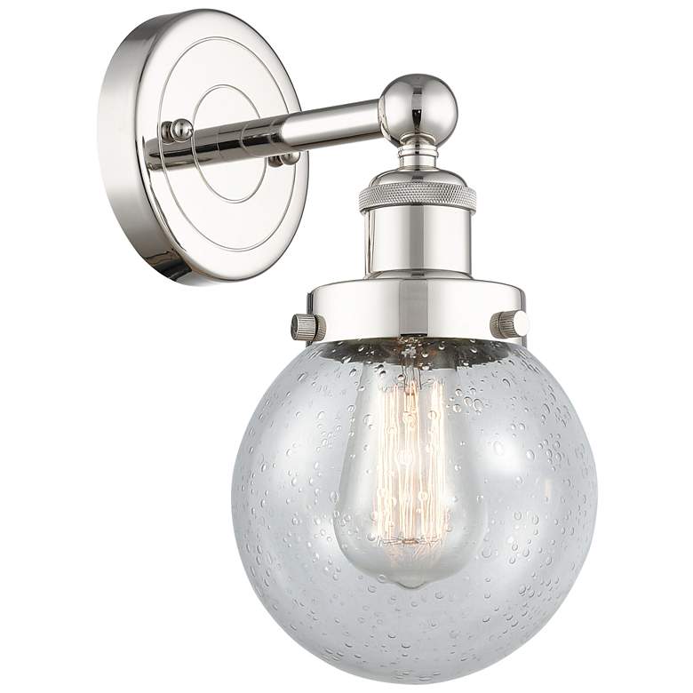 Image 1 Small Beacon 2.25" High Polished Nickel Sconce With Seedy Shade