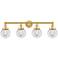 Small Beacon 33.5" Wide 4 Light Satin Gold Bath Vanity Light w/ Clear