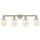 Small Beacon 33.5"W 4 Light Antique Brass Bath Light With White Shade