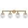 Small Beacon 33.5"W 4 Light Brushed Brass Bath Light With Clear Shade